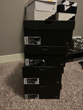 4 empty Jordan Black Shoe Box Stack - Black #storage